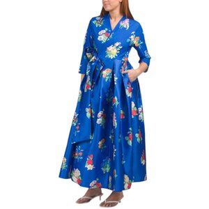 DALIA MACPHEE Three-quarter Sleeve Floral Wrap Dress